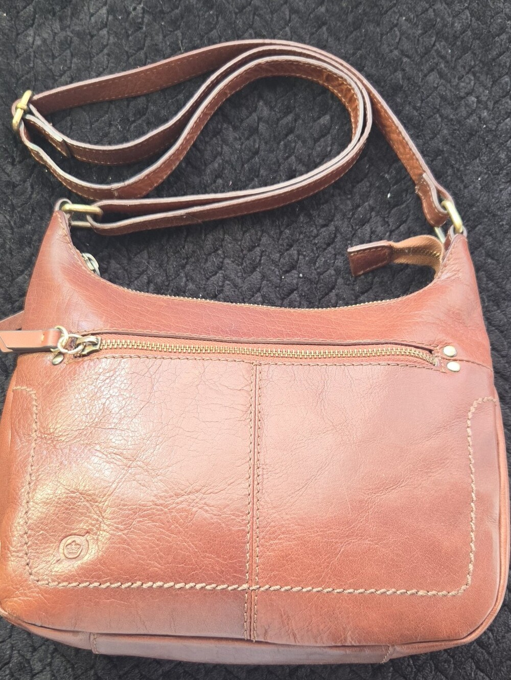 Born Vntg. Leather Crossbody Bag Womens Medium Nutmeg Brown GUC